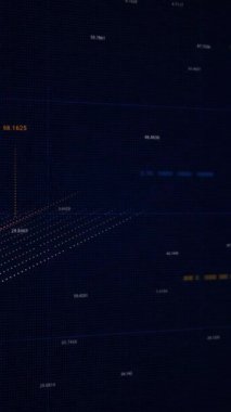 Ağ işi durumunun geometrik grafik görselleştirmesi. Küresel borsanın yükselen ve düşen değerini gösteren dijital 3D finansal grafiğin soyut animasyonu.