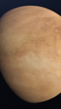 Dönen gezegen Venüs 'ün soyut animasyonu. Animasyon. Venüs gezegeninin soyut yüzeyi kozmik yıldız uzayının arka planında. Venüs gezegeninin 3D animasyonu..