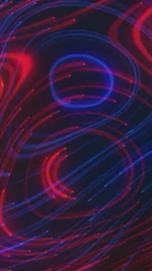 Parlak kıvrımlı çizgiler arka planda nabız atıyor. Hareket. Enerji ya da elektrik telleri uzayda hızlı hareket eder ve titreşir. Tek bir enerji akışında dönen neon renkli çizgilerin güzel desenleri.