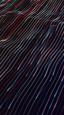 Hareket eden çizgili yardım uçağı. Animasyon. Hareketli dalgalı çizgilerin güzel arka planı. Renkli çizgiler yardım düzlemi boyunca dalgalı akışlar halinde hareket eder.