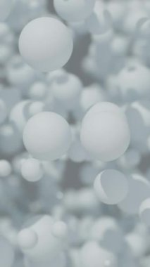 Birçok soyut izometrik küre. Tasarım. Büyük ve küçük yüzen yuvarlak 3D hücreler