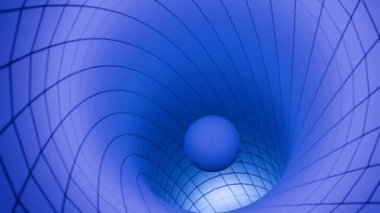 Merkezi küre ve ızgara çizgileri olan büyüleyici mavi bir girdap derinliği ve hareketi simgeliyor..