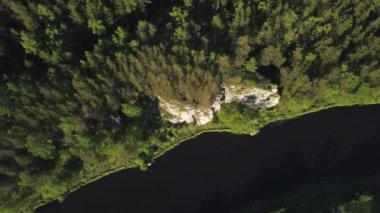 Sersemletici hava fotoğrafı, yoğun, canlı yeşil ormanların arasında zarafetle kıvrılan manzaralı bir nehri gösteriyor. Menkul Kıymetler