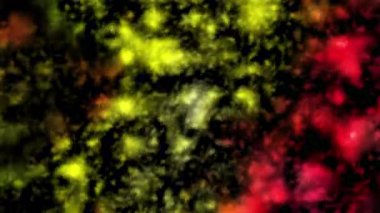 Bu canlı video, soyut sarı ve kırmızı desenli renkli arka planlar içeriyor. Dikkat çeken bir atmosfer yaratıyor.