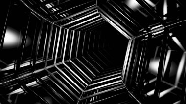 Bu parlak ve modern altıgen tünelde bir yolculuğa çıkın. Karmaşık, büyüleyici yansıtıcı yüzeylerle donatılmış.