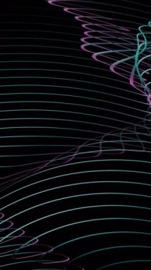 Bu video izleyicileri siyah arkaplan ve yeşil ve mor optik illüzyon ile görsel bir yolculuğa çıkararak karmaşık desenleri ve derinliği ortaya çıkarıyor.