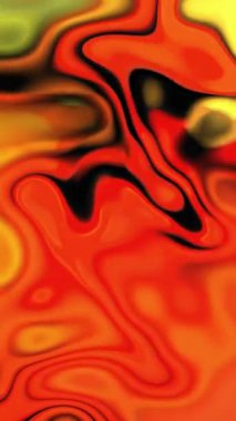 Bu video, yaratıcı projeler için renk patlamasına benzeyen kıvrımlı kırmızı, sarı ve siyah desenli canlı bir soyut arkaplan sergiliyor.