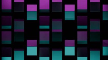 Bu, mor ve yatıştırıcı mavi renklerin canlı tonlarında geometrik şekiller içeren stilize bir tasarım.