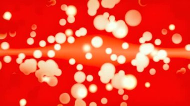 Bu video baloncuklara benzeyen yüzen beyaz daireli koyu kırmızı bir zemin sergiliyor. Dinamik hareketleri ilgi çekici ve tuhaf bir görüntü sunuyor.