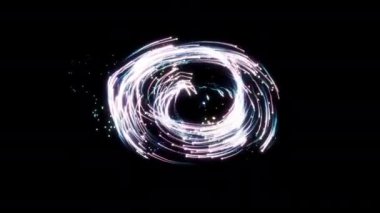 Video, siyah zemin üzerinde dönen ışık dinamikleri sergiliyor. Büyüleyici bir ışık çemberi oluşturarak büyüleyici desenler oluşturuyor.