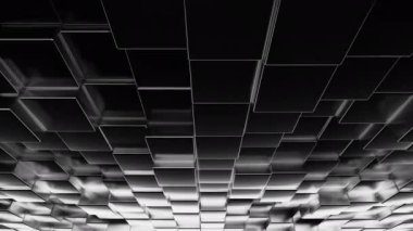 Çarpıcı ve görsel olarak büyüleyici bir soyut tasarım. Birbirine kenetlenmiş siyah ve beyaz geometrik şekiller. Tasarım