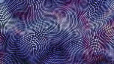 Canlı, soyut, dalgalı bir şebeke motifi modern bir estetik tasarımda mor ve mavinin tonlarını gösteriyor.