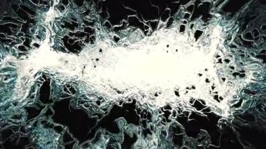 Dinamik ve büyüleyici soyut sıvı kalıpları, beyaz ve şeffaf elementlerin bir karışımını gösteriyor.