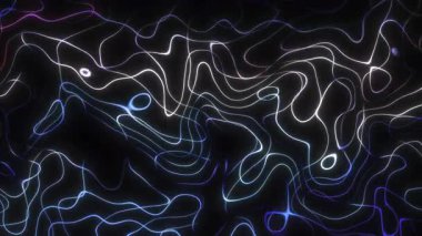 Dinamik soyut çizgiler, karanlık bir arkaplanda sorunsuzca akarak büyüleyici bir görsel etki yaratır..