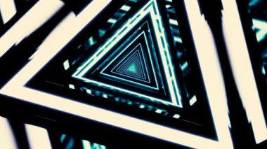 Neon üçgenleri farklı renklerde sonsuz bir tünel etkisi yaratıyor. Tasarım