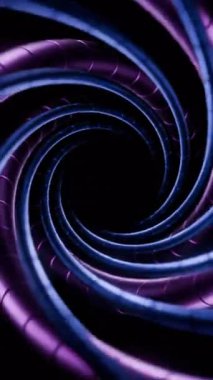 Siyah arka planda mor ve mavi renkleri olan girdap tünelinin büyüleyici animasyonu