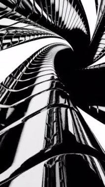 Çarpıcı ve büyüleyici bir mimari tasarım içe doğru kıvrılıyor, ince çizgiler çiziyor ve modern bir estetik. Tasarım