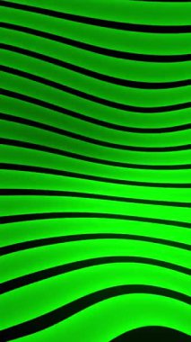 Bu dinamik video, modern ve çekici bir estetik alandaki yenilik ve işbirliğini ima eden siyah dalgalı yeşil bir arkaplan içerir.