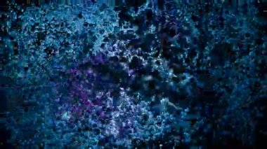 Soyut mavi küreler siyah bir zemin üzerinde genişliyor ve hareket ediyor, görsel olarak büyüleyici bir hareket grafiği yaratıyor. Tasarım