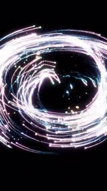 Video, siyah zemin üzerinde dönen ışık dinamikleri sergiliyor. Büyüleyici bir ışık çemberi oluşturarak büyüleyici desenler oluşturuyor.