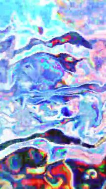 Soyut yanardöner sıvı metal yüzey radyal bulanıklık ile şekil değiştiriyor