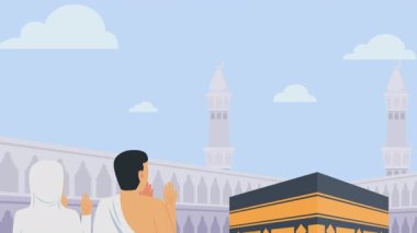 Mekke 'deki Kabe yakınlarında namaz kılan hacılar, Suudi Arabistan