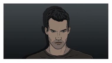 Değişen ışık ve ifade ile bir adamın yüzü tasviri