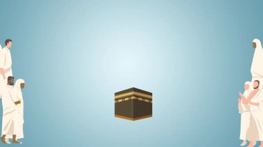 Mekke 'deki Kabe' ye doğru yürüyen Müslüman hacılar, Suudi Arabistan 'da hac yapıyorlar.