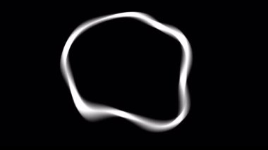 Siyah arkaplanda beyaz duman halkası oluşup şekil değiştiriyor