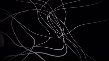 Siyah zemin üzerinde akan beyaz çizgilerin soyut canlandırması