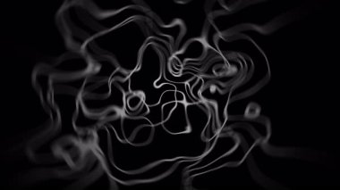 Beyaz soyut duman siyah zemin üzerinde eşmerkezli daireler oluşturuyor.