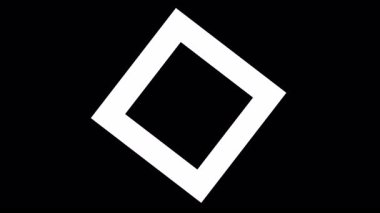 Beyaz kare dönüyor ve siyah arkaplanda elmas şekline dönüşüyor