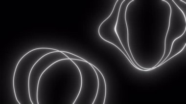 Beyaz parıldayan çizgiler siyah arkaplanda çarpıcı ve büyüleyici bir soyut animasyon yaratır.