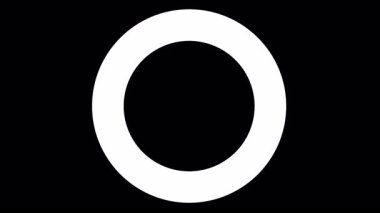 Siyah arka planda genişleyen altı beyaz dairenin minimalist animasyonu