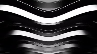 Soyut siyah ve beyaz metalik dalgalar büyüleyici bir görsel etki yaratıyor. Tasarım