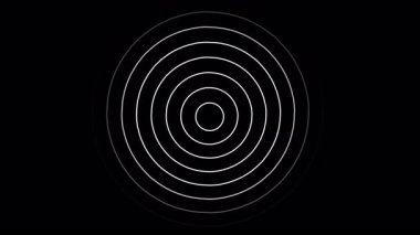 Eşmerkezli beyaz çemberler siyah arkaplanda genişliyor