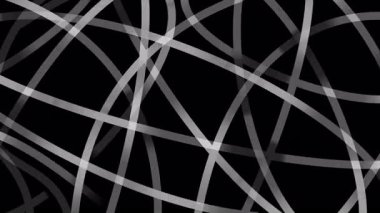 Beyaz çizgiler siyah zemin üzerinde hareket ederek soyut bir animasyon oluşturuyor