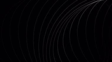Beyaz kıvrımlı çizgiler pürüzsüz bir şekil alır ve siyah bir arkaplanda titreşir