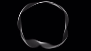 Beyaz duman, siyah arka planda izole edilmiş bir daire oluşturuyor.