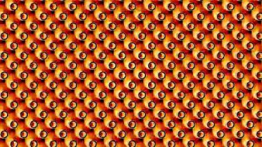 Soyut turuncu kürelerin koyu turuncu arka planda dönerek kusursuz döngüsü