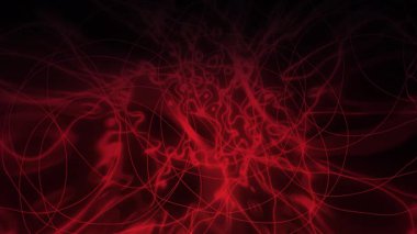 Siyah bir arkaplanda, görünmeyen bir ağdan geçen soyut kırmızı enerji.