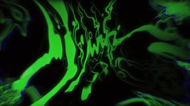 Yeşil sıvı mürekkep siyah arkaplanda akıyor ve karışıyor