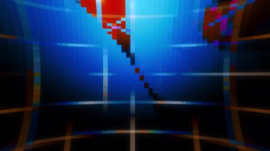 Piksel sıralama efekti mavi arkaplan üzerinde genişleyerek bozuk bir dijital sanat oluşturur