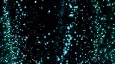 Siyah arkaplanda dönen Cyan parçacıkları