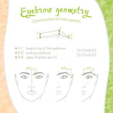 Kalıcı makyaj taslağı çizerken ana noktaların temel inşası için kaş geometrisi