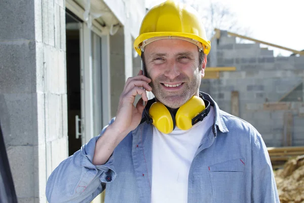 Industrial Engineer Checking Building Project Blueprint — Stock Photo, Image