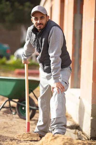 Young Bearded Man Working Building Site — Stock Photo, Image