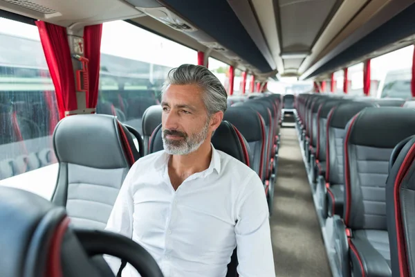 Ett Porträtt Passagerare Bussen — Stockfoto