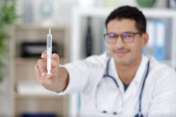 Doctor Medical Uniform Syringe — Stock Photo, Image