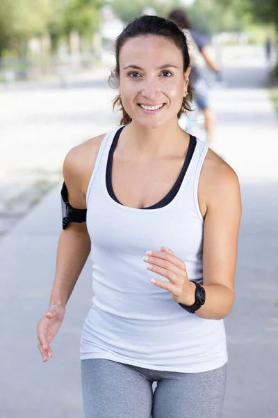 Fitness Woman Running Road Morning — Stock Photo, Image